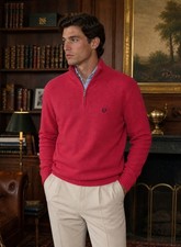 Chaps Sweater Pullover 1/4 Zip Men's XL Long Sleeve Mock Neck Red