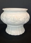 Vintage Milk Glass Pedestal Compote Bowl/Planter, Ivy Pattern