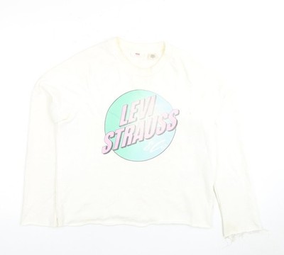 Pullover Sweatshirt Damen UK M Regular Levi Strauss Elfenbein