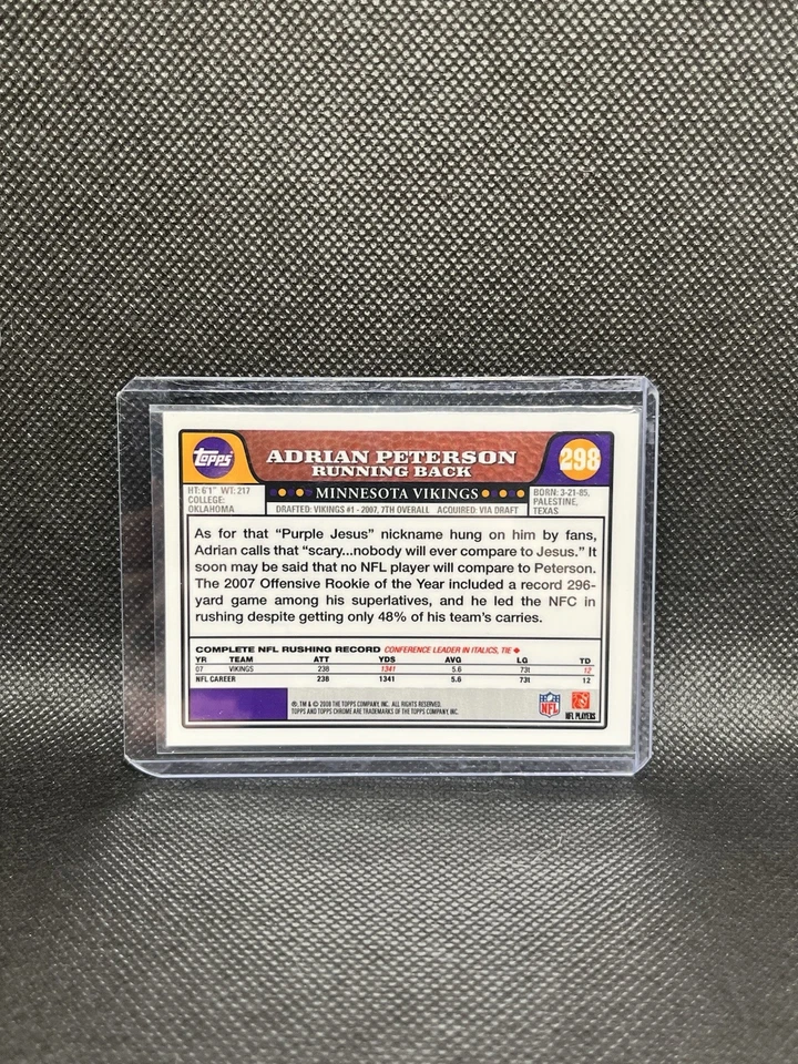 2008 Topps Adrian Peterson #298 Gold Parallel Minnesota Vikings Foto 2 de 2