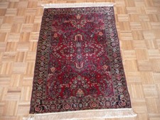 3'6 X 4'10 Hand Knotted Red Antique Fine Sarouk Oriental Rug G1805