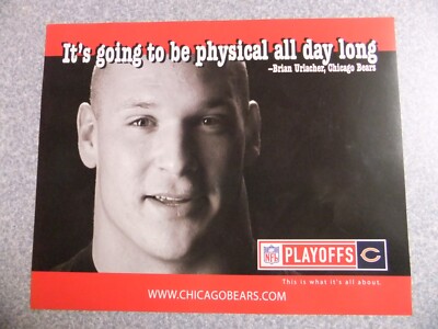 L#730 NFL Playoffs advertising sign, Brian Urlacher, Chicago Bears NFL Brian Urlacker サイン入り写真
