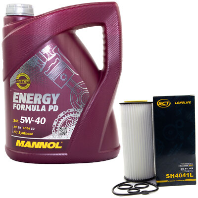 Motoröl Set 5W-40 5 Liter + Ölfilter SH 4041 L für BMW 5er E61 6er 7er X3 X5 X6
