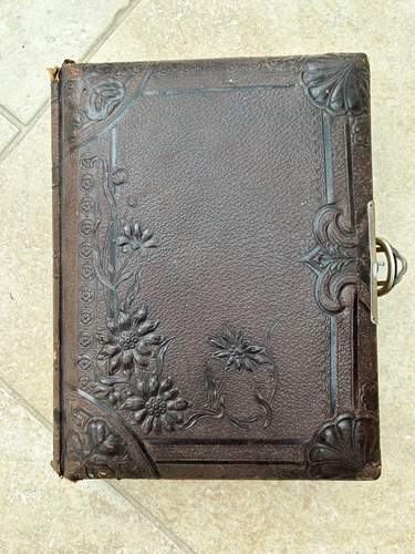 Vintage Antique Victorian Leather Embossed Card Photo Album - unused - Picture 2 of 15