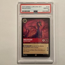 2023 Disney Lorcana Maleficent Monstrous Dragon Legendary 113 PSA 10 Non Foil