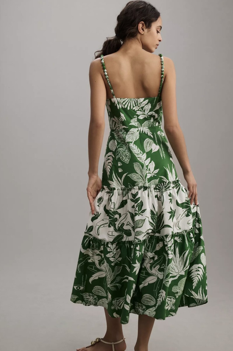 Farm Rio Forest Soul Mix MIDI Dress Sz L NWT Green | eBay
