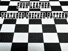 Classic TEXTURED Black & White CHECKERED Faux Leather Waterproof Vinyl SBY
