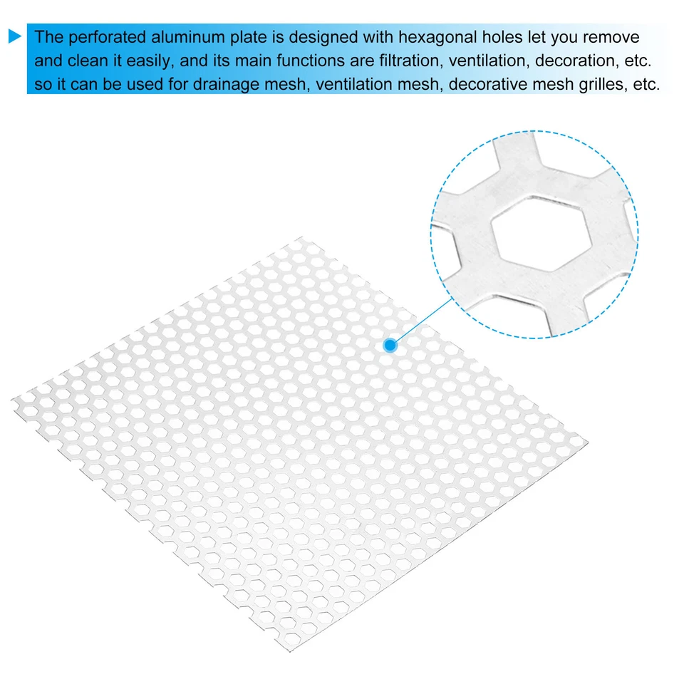 Chapas de metal perfuradas 11,81" L x 11,81" W, 20Ga 3/8" furo liga de alumínio - Imagem 4 de 4