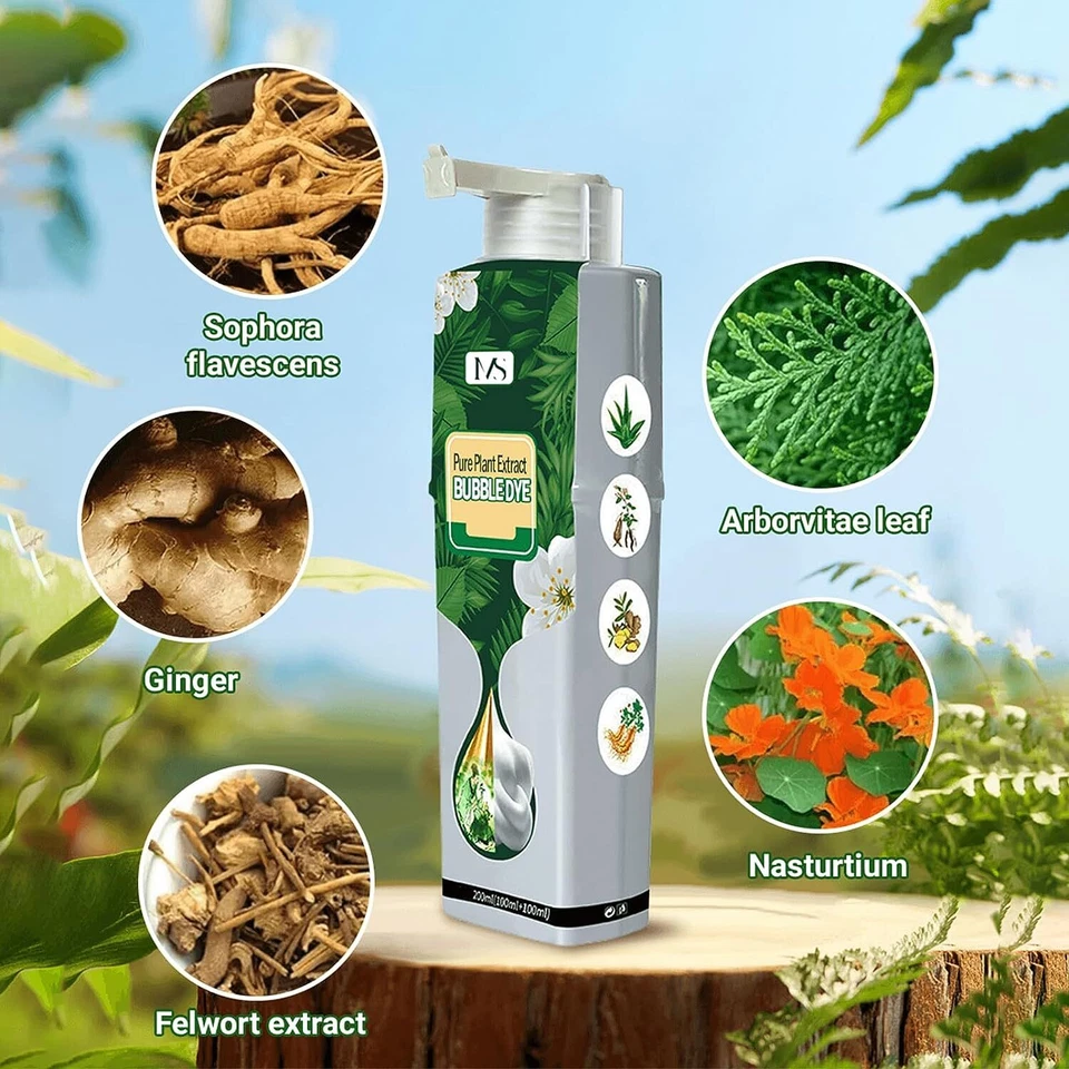 Dailypurc- 蔬菜提取物 适用于 GreyHair 颜色泡泡染料,灰发洗发水 — 第 4/4 张图片