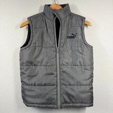 Women's Puma Reversible Black and Gray Quilted Zip Front Vest Size L
