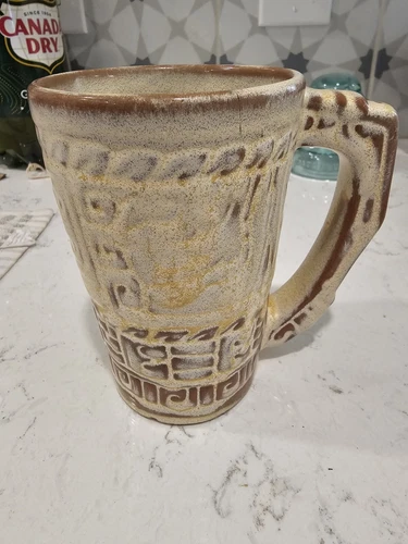  2 Frankoma 5c Plainsman Vintage Desert Gold Coffee Mug Pottery Cups