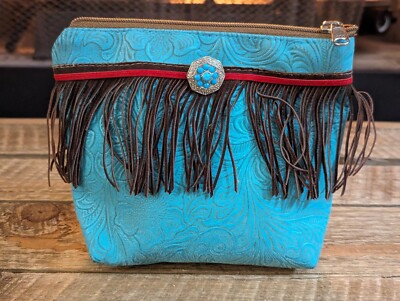 Atenti Turquoise Leather Tassel Cowgirl Organizer Accessories