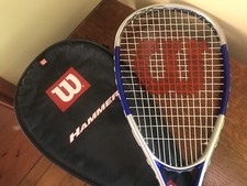 Wilson Blaze Hammer Squash Racket/Racquet (White/Blue/Red) VGC