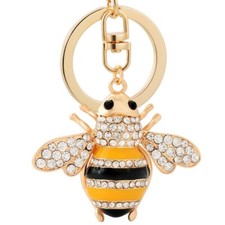 Cute Little Bee Pendant Crystal Keychain Women's Silver/Gold Key Ring Key Chains