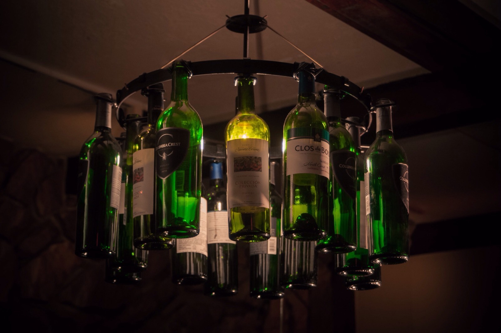 Wine Bottle Chandelier No Wiring Light Lighting Wine Decor Pottery