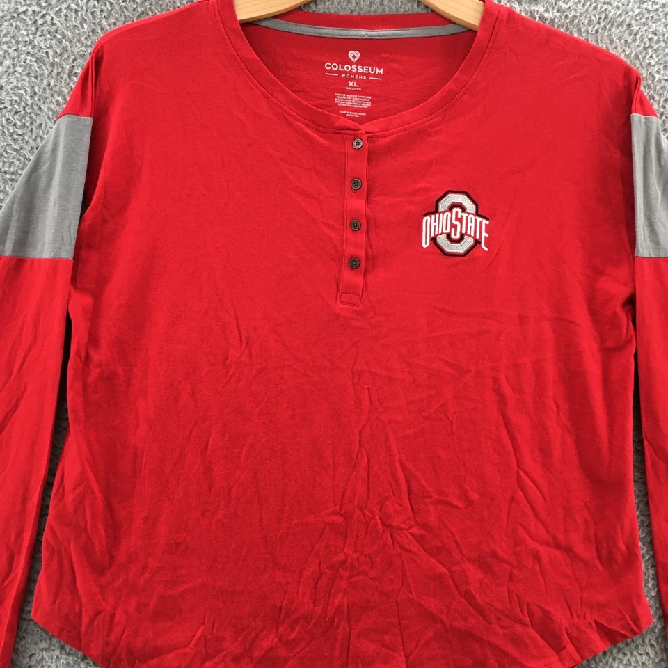 Sudadera Coliseo Mujer XL Roja Cuello Redondo Cuarto Botón Mangas Largas Informal Foto 2 de 4