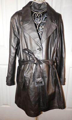 New Centigrade Leather Women s Long Coat Belted Size 3X 3XL