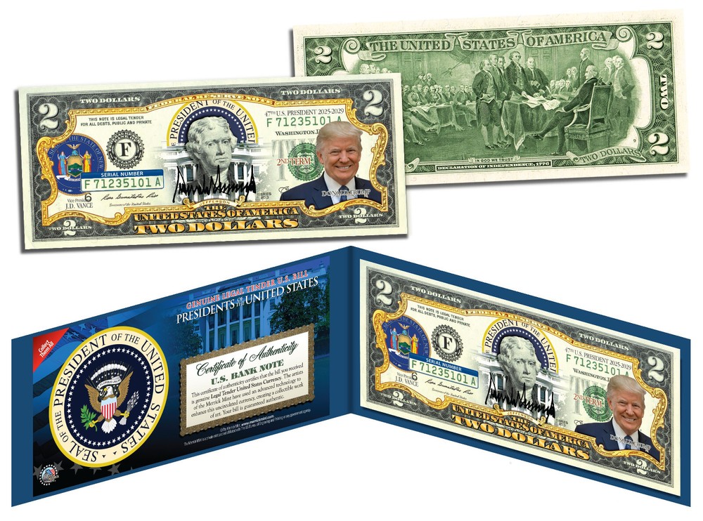 DONALD TRUMP * Presidential Series #47 * 2nd Term Genuine Legal Tender $2 Bill