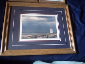 lighthouse framed picture 17x21