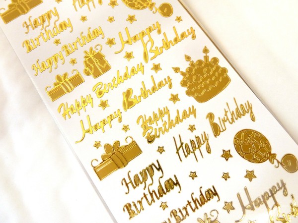 GläNzend Gold Folie Happy Birthday Etiketten Aufkleber FüR Craft Karten Deko-image