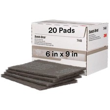 3M Scotch-Brite Ultra Fine Grade 7448 Hand Pad, Pack of 20, 6 in x 9 in Hand ...