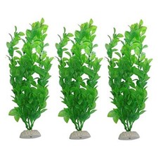 WAF Aquarium Fish Tank Green Plastic Artificial Plants 10.6 inch High Set of