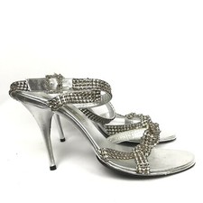 Vero Cuoio Leather Shoes Silver Crystal Size 41 Italy US 10.5 Retail 758