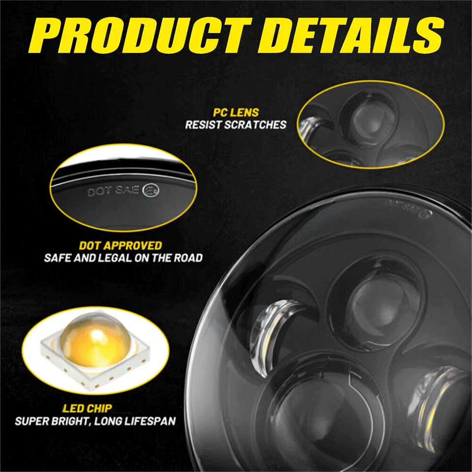 Par de faros LED redondos Plug and Play de 7" para coche Chevrolet K5 Blazer 1975-1979 Foto 3 de 4