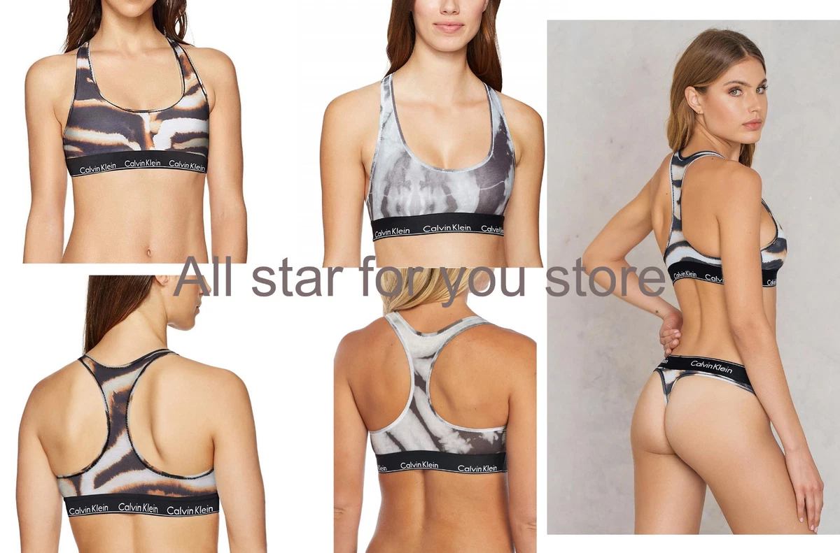 Calvin Klein Bralette Modern Unlined Bralette Animal Print ,Bleach Dye  QF1659