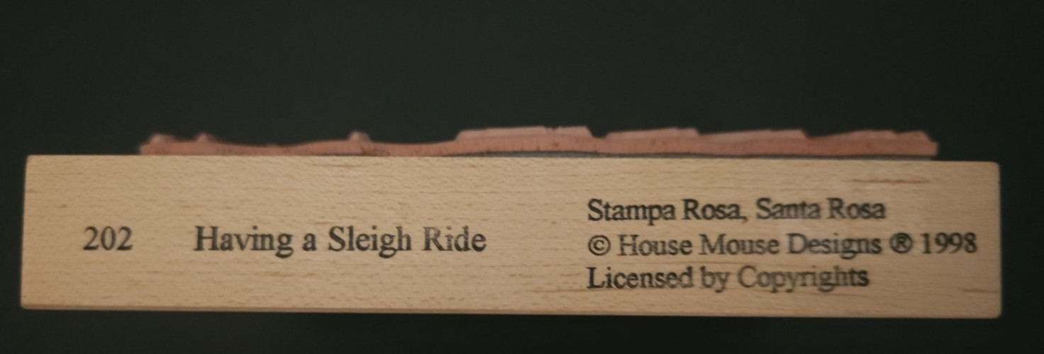 Stampa Rosa House Mouse Rubber Stamp Having A Sleigh Ride - 1998 - Christmas
