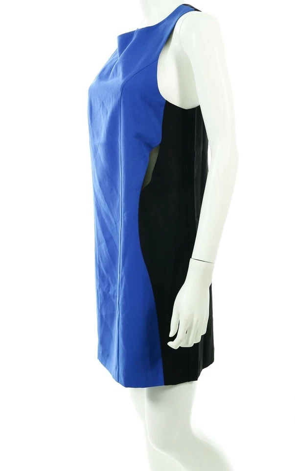 Mini Vestido Estilo Stalker Para Mujer Sin Mangas Color Azul Bloque Talla Grande Foto 4 de 4