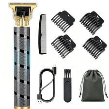Cordless Hair Clipper Beard Trimmer Men Rechargeable T-Blade Grooming Kit