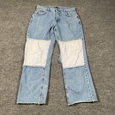 Ragged Priest Jeans Womens Size 32x28 Loose Fit Patchwork Ripped Faded Denim