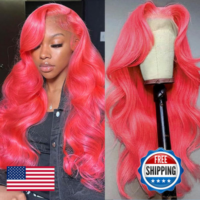 Colorful Bird Pink Lace Front Wig Human Hair Body Wave 26 Inch 13X6 Hd Lace