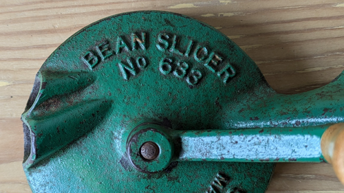 Vintage Spong Bean Slicer Green Runner No 633 Table Mounted England - Picture 3 of 7
