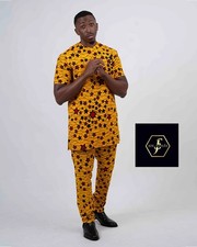 Men  s African Print Star Set-Classic West African Tunic  Slim Fit-Joe Stylee