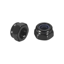 100Pcs M5 x 0.8 Nylon Insert Hex Lock Nuts, Carbon Steel Hex Stop Nut, Black