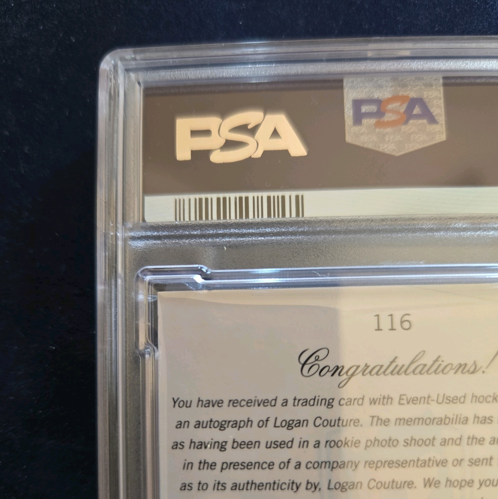 UPPER DECK THE CUP 09-10 LOGAN COUTURE RC AUTO PATCH /249 #116 PSA 9 view 9