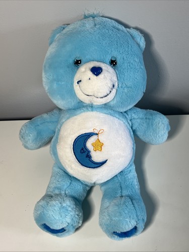 Care Bears Vintage 2002 Bedtime Bear Plush Blue Moon & Star Heart 13”