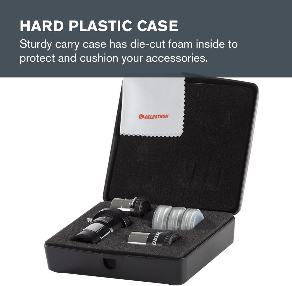 Astromaster 8-Piece Eyepiece & Filter Kit with Case, Barlow Lens & Filters