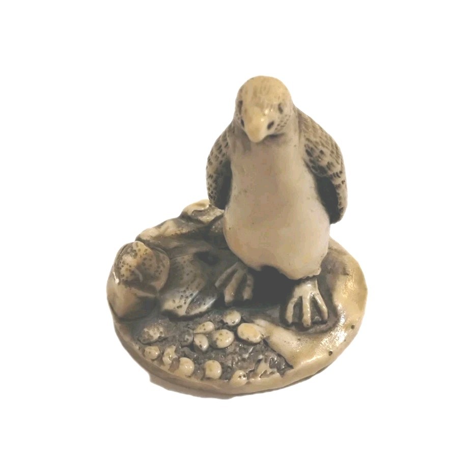 Vintage Carved Georgia Marble Penguin Animal Figurine Signed R. Ruth 1986