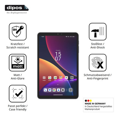2x Schutzfolie für Alldocube iPlay 80 mini Pro matt - Anti-Shock 9H Folie dipos 