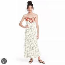 Rixo x Target Polka Dot Floral Ruffle Maxi Slip Dress Size L