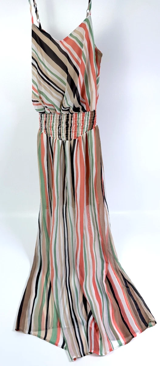 fire los angeles maxi dress Fire Los Angeles Black Floral Print Spaghetti Strap Maxi Dress Women's Size M