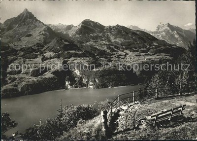 Amden Walensee SG Giregaertli mit Walensee und Muertschenstock