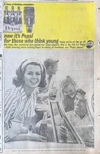 1961 newspaper ad for Pepsi - those who think young riding in car