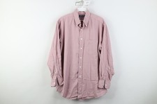 Vintage 90s Lands End Mens 15.5 32 Oxford Cotton Button Down Shirt Red Plaid USA