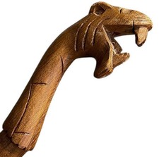 Carved Snake Head Handle Lightweight Brown Resin Adult Walking Stick 40"