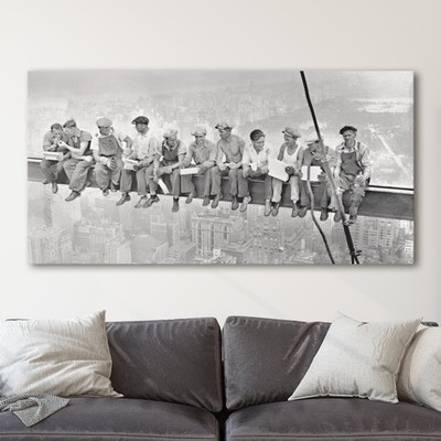 Lunch Atop A Skyscraper Vintage NYC USA History Canvas Wall Art Print