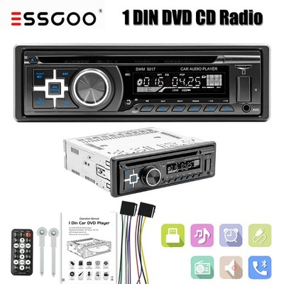 Single 1 Din Car Stereo CD DVD Radio Bluetooth USB SD AUX Audio MP3 FM AM Player